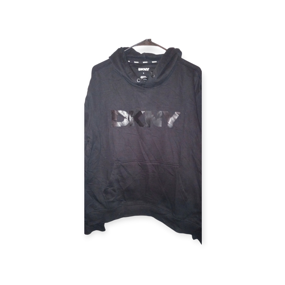 DKNY Black Logo Pullover Hoodie Sweatshirt Ladies Size Large